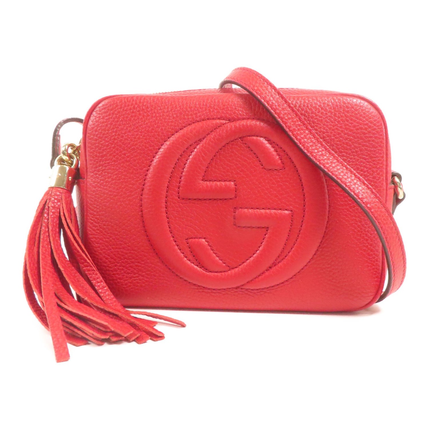 Gucci Leather Soho Disco Shoulder Bag Red Leather 308364