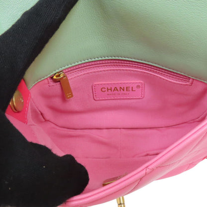 Chanel Tri-color Mini Flap Shoulder Bag Green Pink Multicolor Calfskin