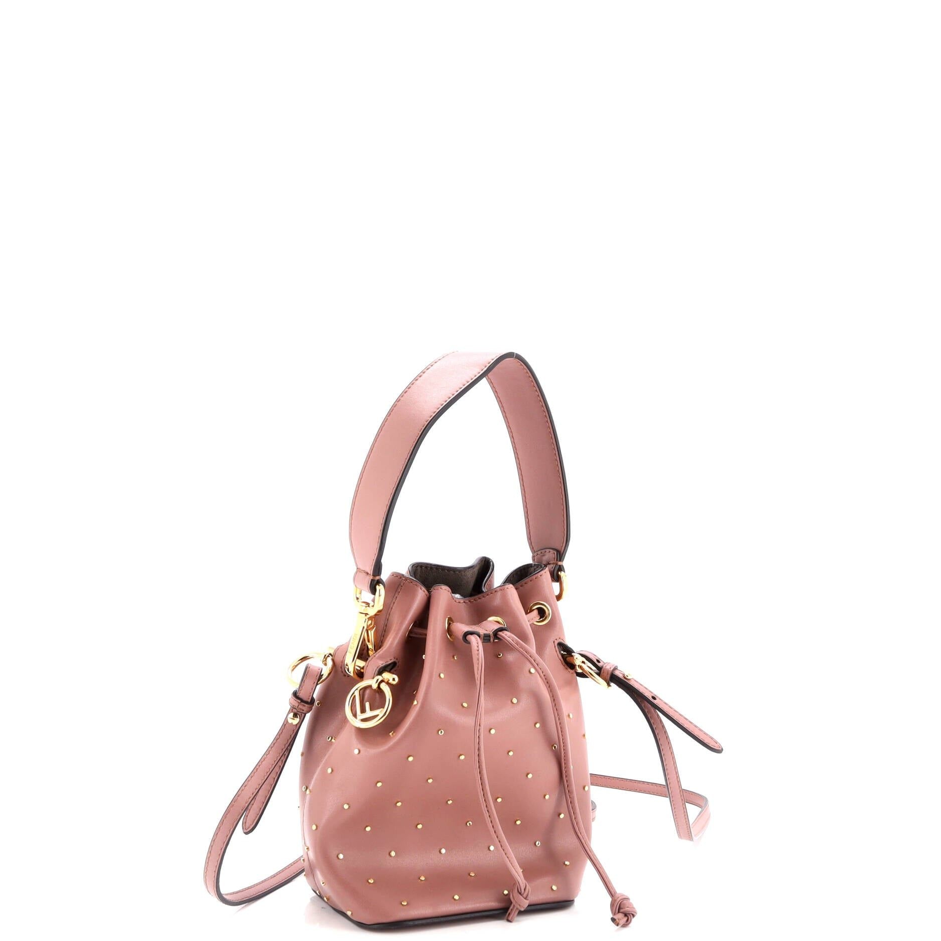 Fendi Mon Tresor Bucket Bag Studded Leather Mini