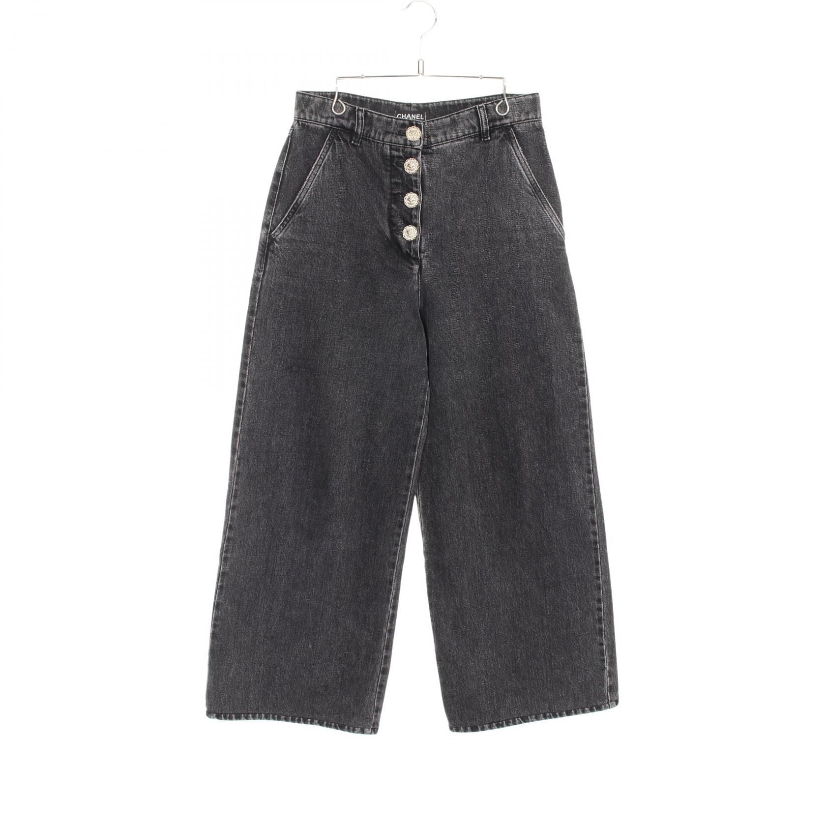 Chanel Gray Denim Pants Cotton P 64403v