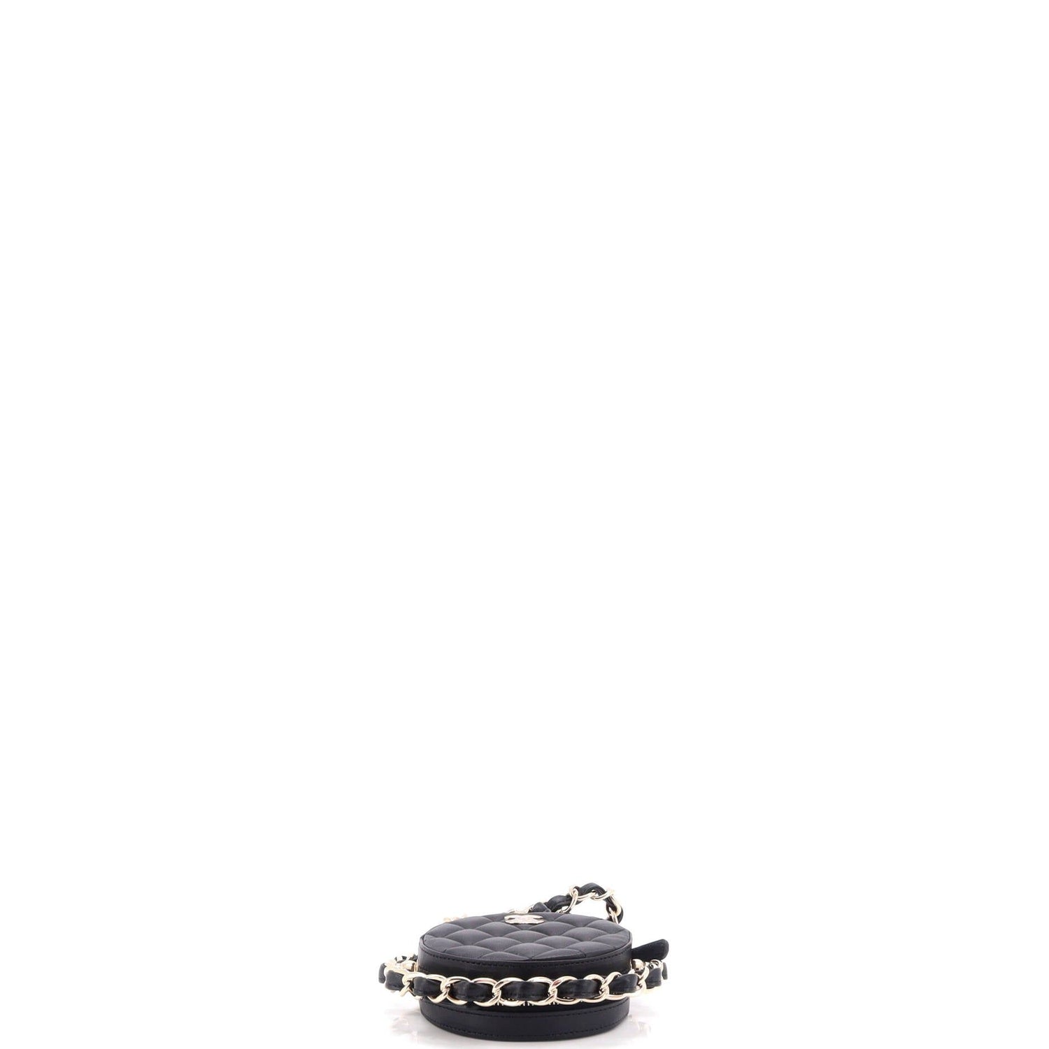 Chanel Frame Chain Around Round Clutch With Chain Quilted Lambskin Mini