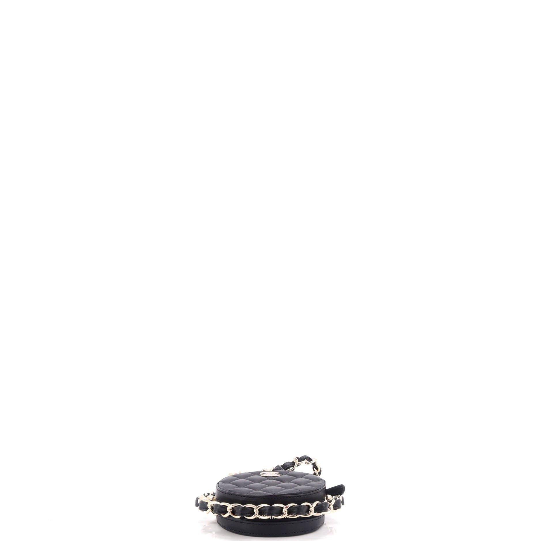 Chanel Frame Chain Around Round Clutch With Chain Quilted Lambskin Mini
