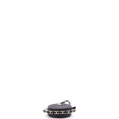 Chanel Frame Chain Around Round Clutch With Chain Quilted Lambskin Mini