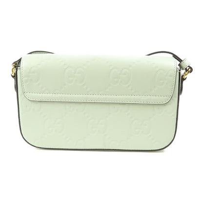 Gucci Leather Gg Pochette Gold Shoulder Bag Green Mint Leather 772794