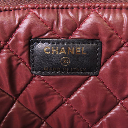 Chanel Black Cowhide Leather Pouch Business Bag Clutch Bag Calfskin (cowhide)