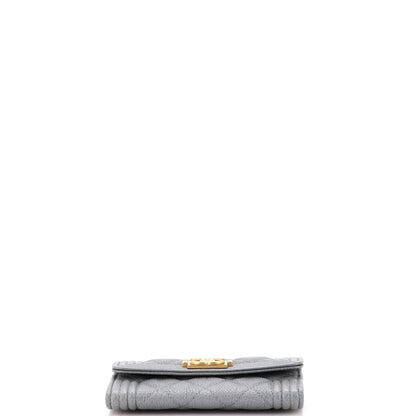 Chanel Boy Flap Card Case Quilted Caviar