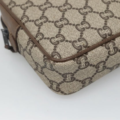 Gucci Gg Plus Supreme Clutch Bag Pvc Beige Brown Auth