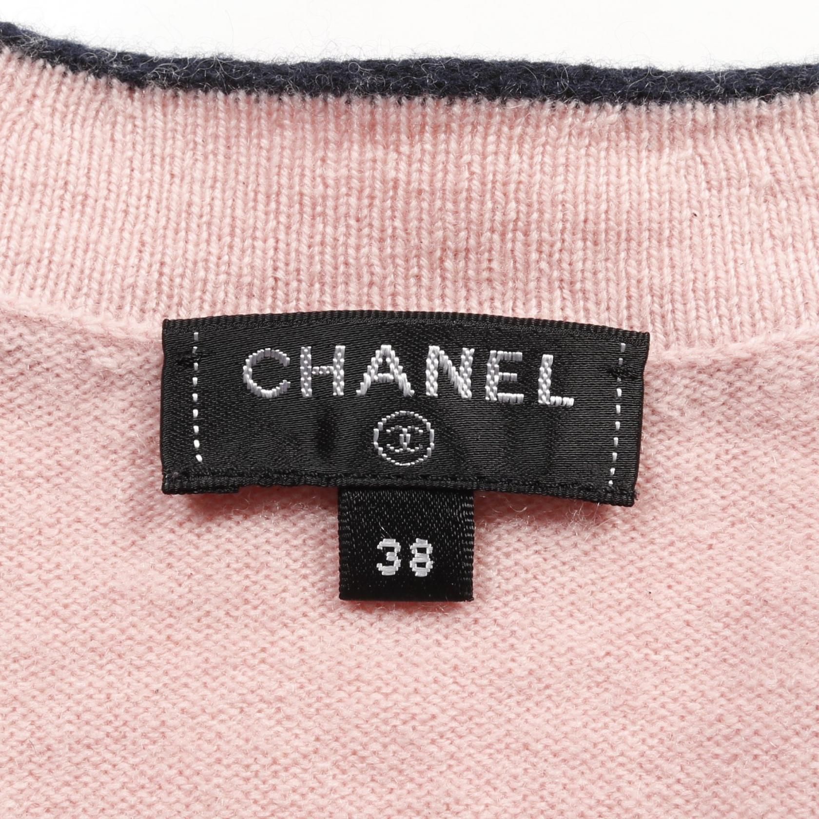 Chanel Pink Navy No 5 Cardigan Cashmere P 70793k 10084