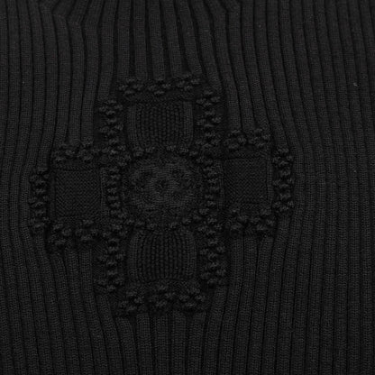 Chanel Black Coco Mark Clover Knit Rayon Wool P 64687k 60670