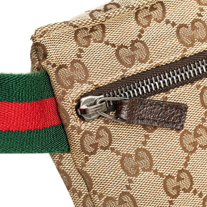 Gucci GG Canvas Web Double Pocket Belt Bag Brown