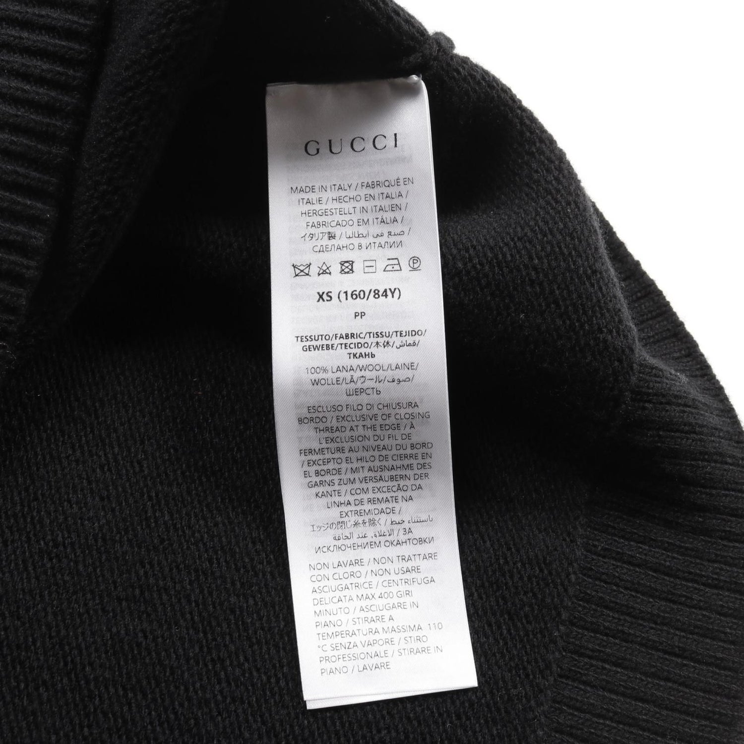 Gucci Intarsia Wool Top Knitwear Sweater 770072 Wool Black Logo 