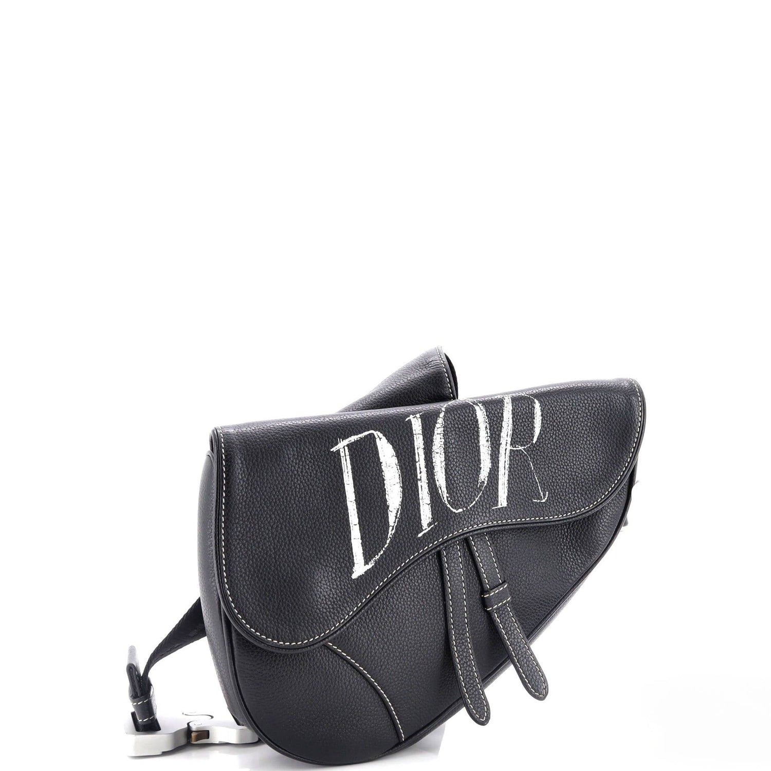Christian Dior Alex Foxton Logo Saddle Crossbody Bag Printed Leather