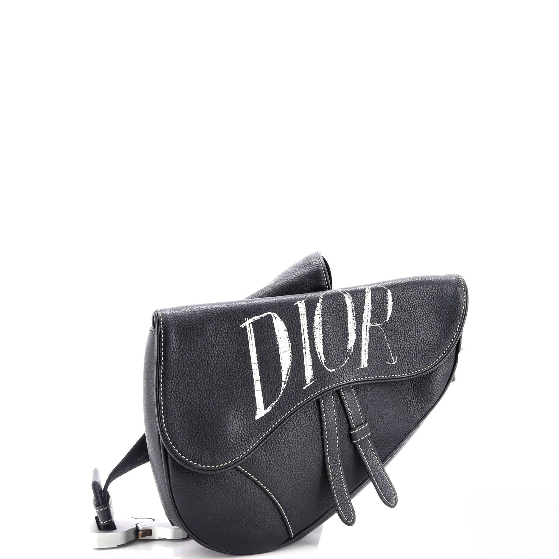 Christian Dior Alex Foxton Logo Saddle Crossbody Bag Printed Leather