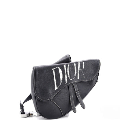 Christian Dior Alex Foxton Logo Saddle Crossbody Bag Printed Leather