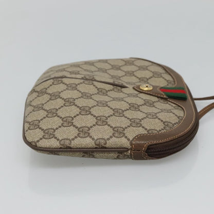 Gucci Gg Supreme Web Sherry Line Shoulder Bag Pvc Beige Red Green Auth