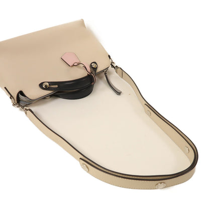 Fendi Sheepskin Leather By The Way Silver Hand-handed Shoulder Bag 2way Shoulder Bag Beige White Lambskin (sheep Leathe