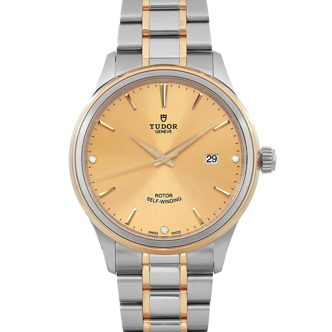 Tudor Style 41mm 18k Yellow Gold Steel Champagne Diamond Dial Men Watch 12703