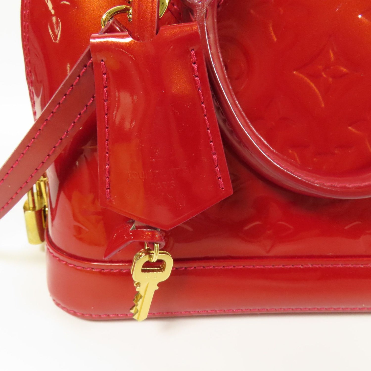 Louis Vuitton Vernis Alma Bb Gold Hand-rolled Shoulder Bag Red Red 2way Shoulder Bag M 91606
