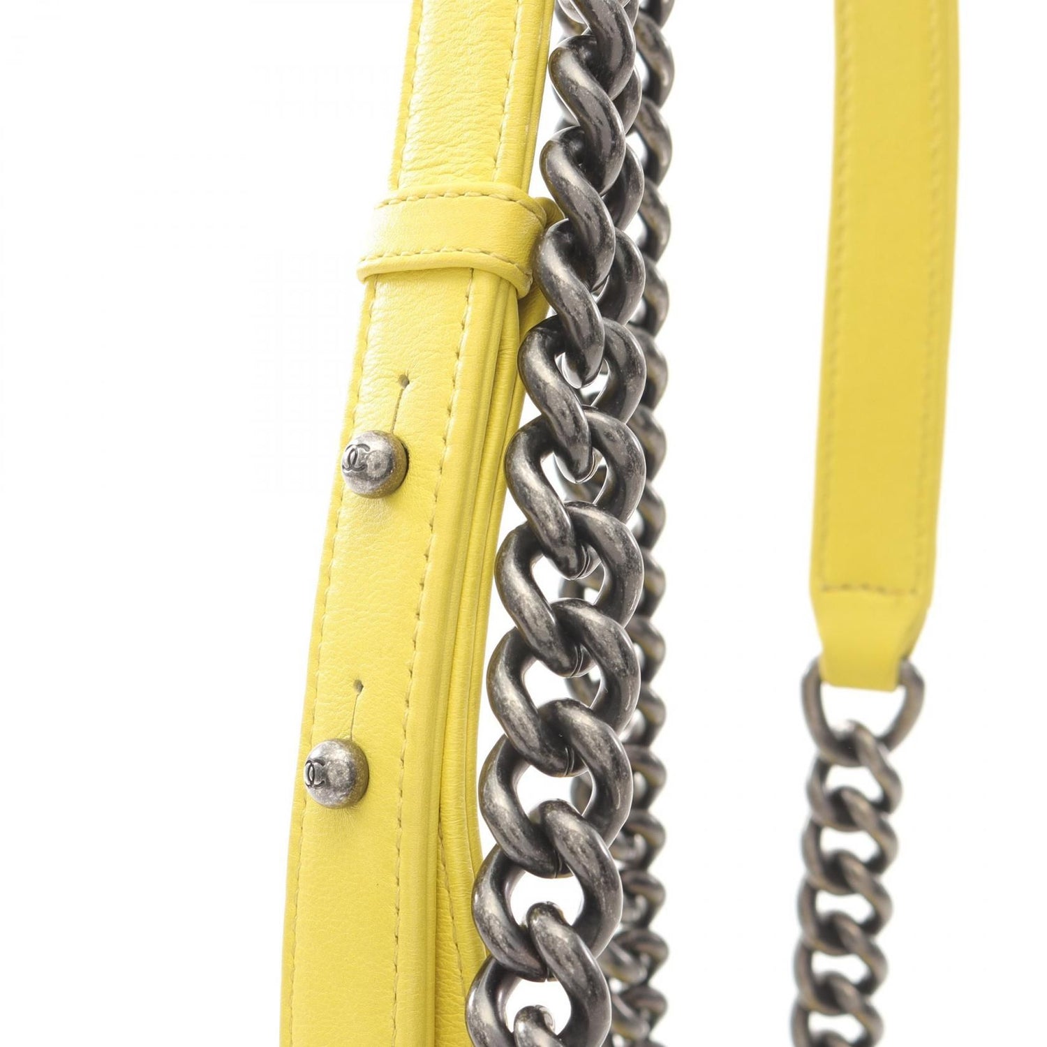 Chanel Yellow Boy Small Chevron V Stitch Shoulder Bag Lambskin (sheep Leather) A 67085