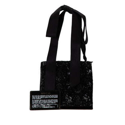 Chanel Satin Sequin Camellia Crossbody Black