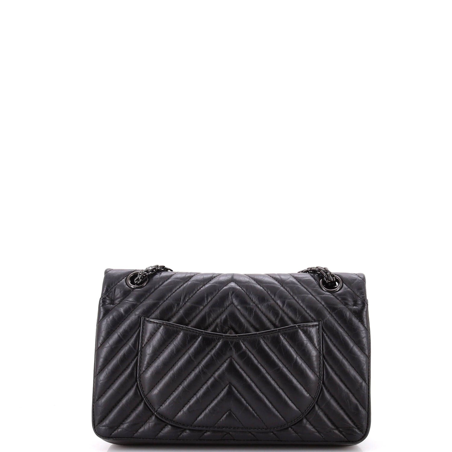 Chanel So Black Reissue 2.55 Flap Bag Chevron Aged Calfskin 225