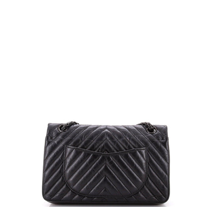 Chanel So Black Reissue 2.55 Flap Bag Chevron Aged Calfskin 225