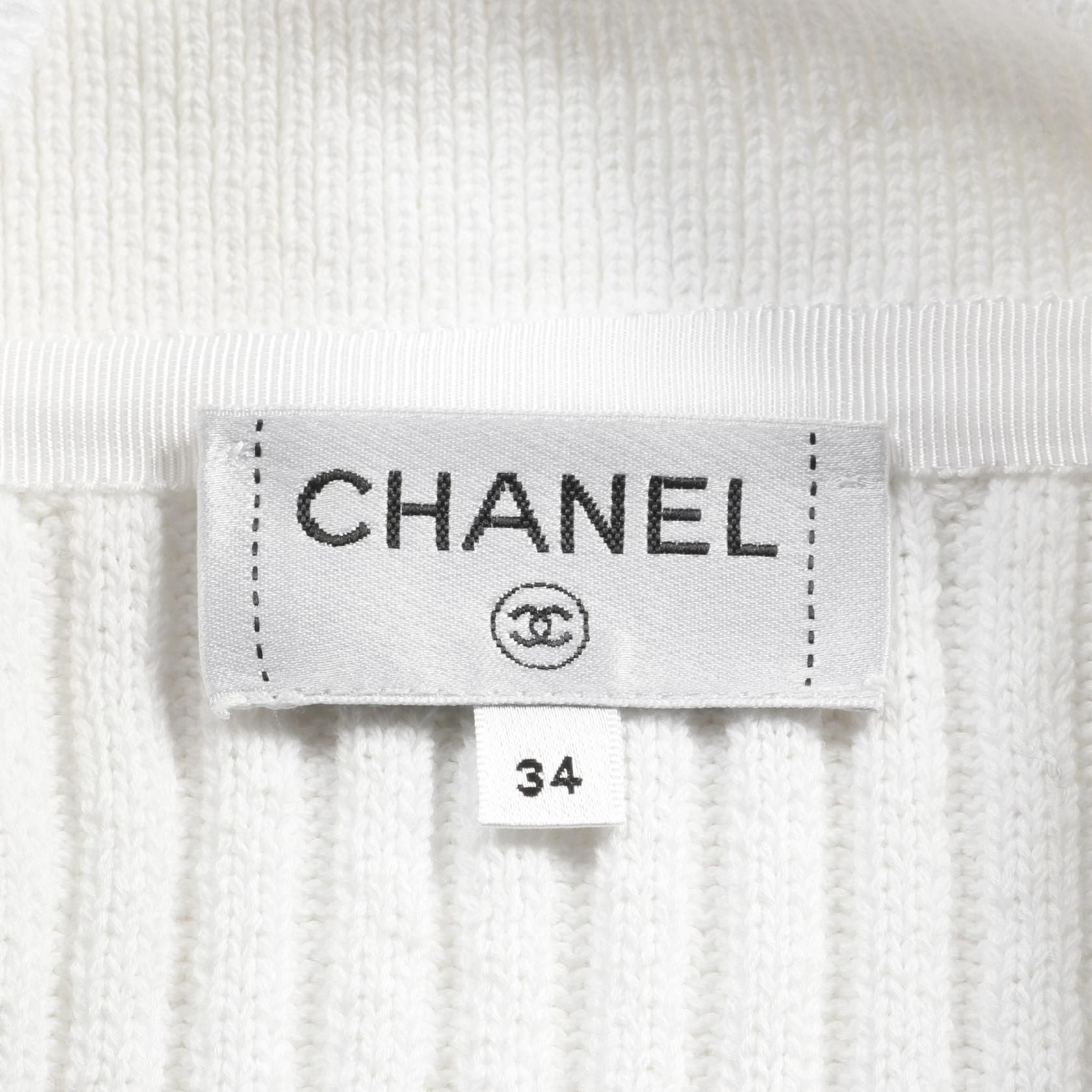 Chanel White Coco Mark Button Cardigan Cotton P 63091k 48814