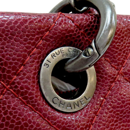 Chanel Matelasse Chain Shoulder Bag Calfskin Red