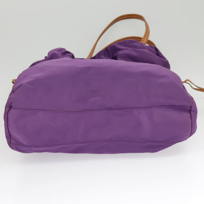 Prada Tote Bag Nylon Purple Gold Auth