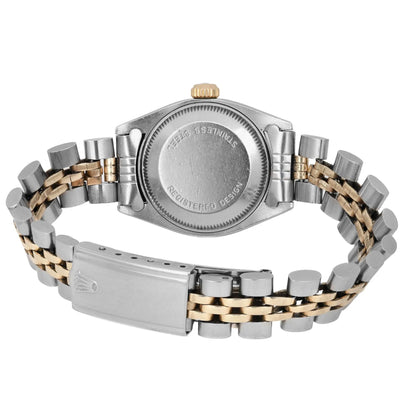 Rolex Date 14K Yellow Gold Steel Silver Dial Automatic Ladies Watch 6917