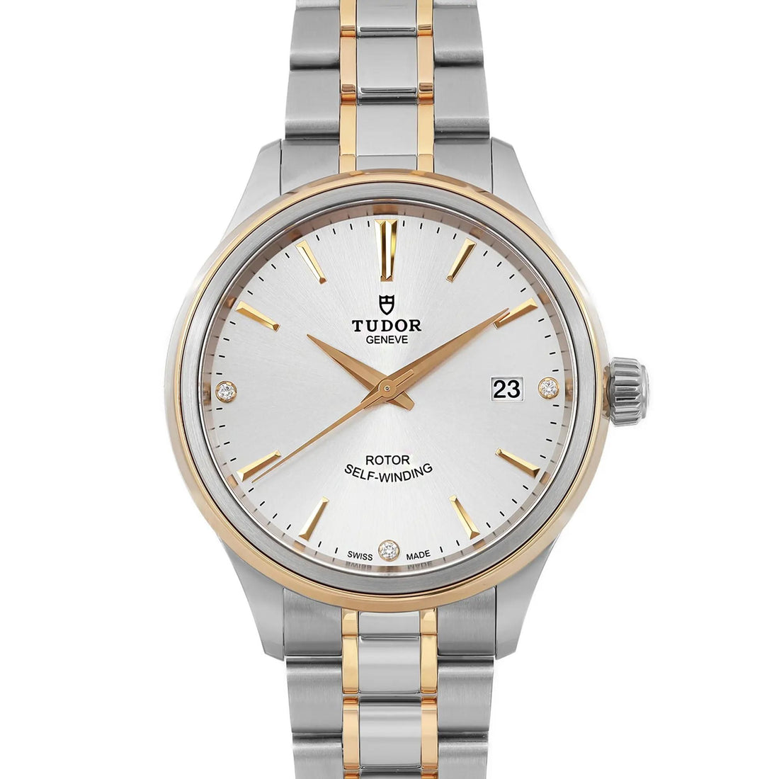 Tudor Style 38mm Gold Steel Silver Diamond Dial Men Automatic Watch 12503-0005