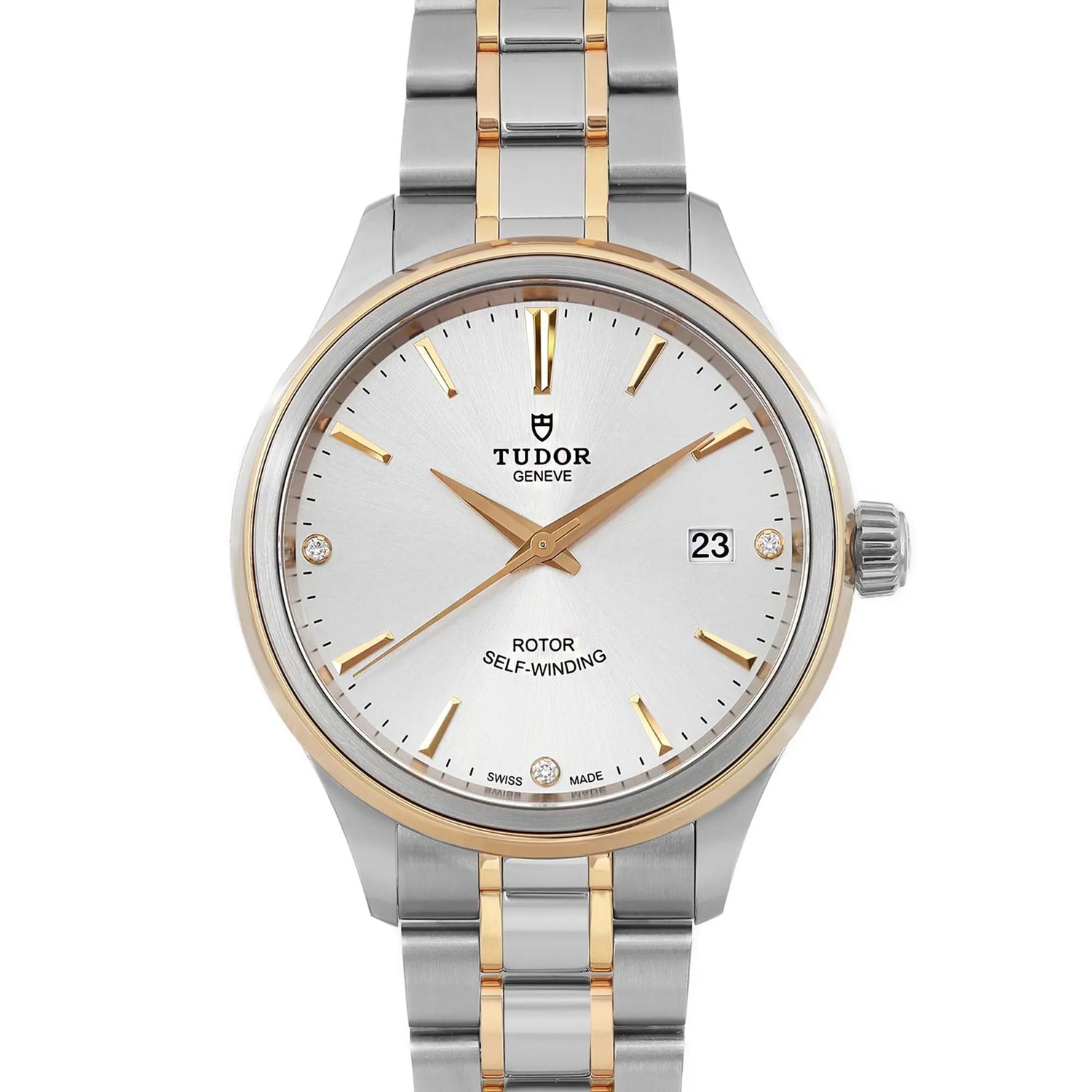 Tudor Style 38mm Gold Steel Silver Diamond Dial Men Automatic Watch 12503-0005