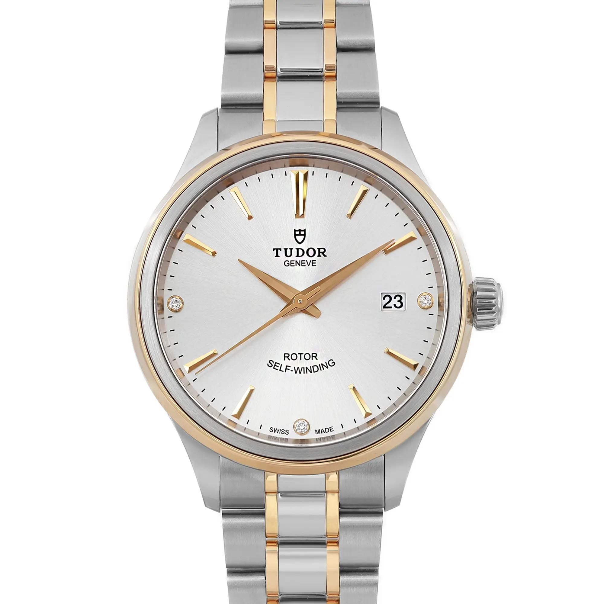 Tudor Style 38mm Gold Steel Silver Diamond Dial Men Automatic Watch 12503-0005