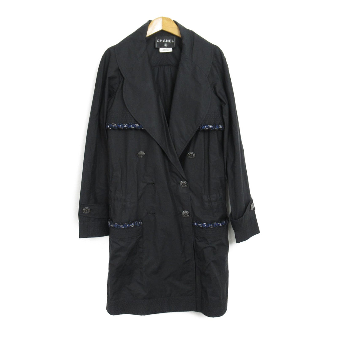 Chanel Black Nylon Windbreaker Coat P 48056v 35925 