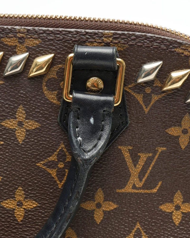 Louis Vuitton Monogram Macassar Studded Alma PM Bag