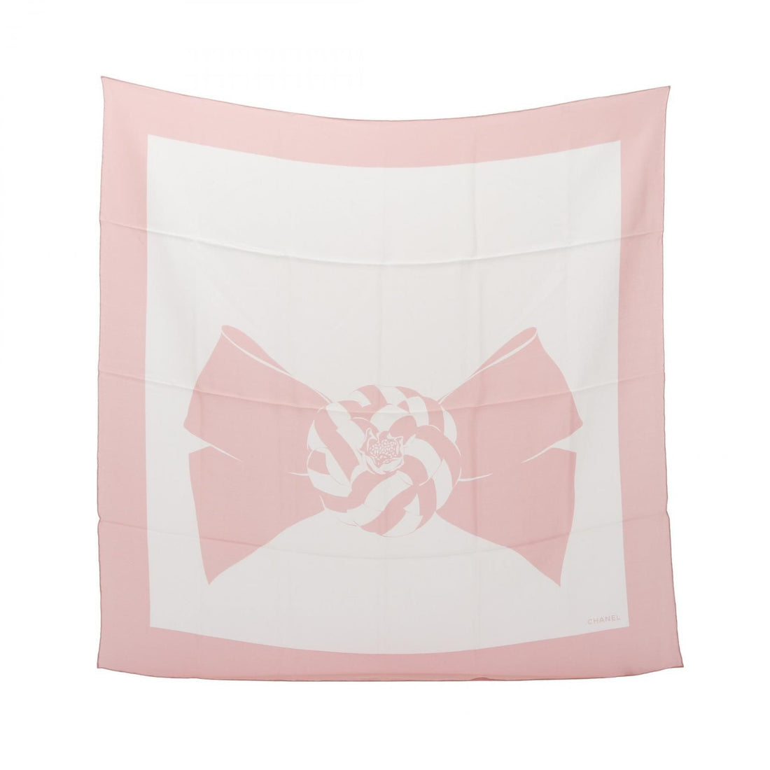 Chanel White Pink Scarf Silk