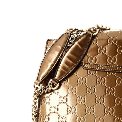 Gucci Emily Chain Flap Shoulder Bag Guccissima Patent Large