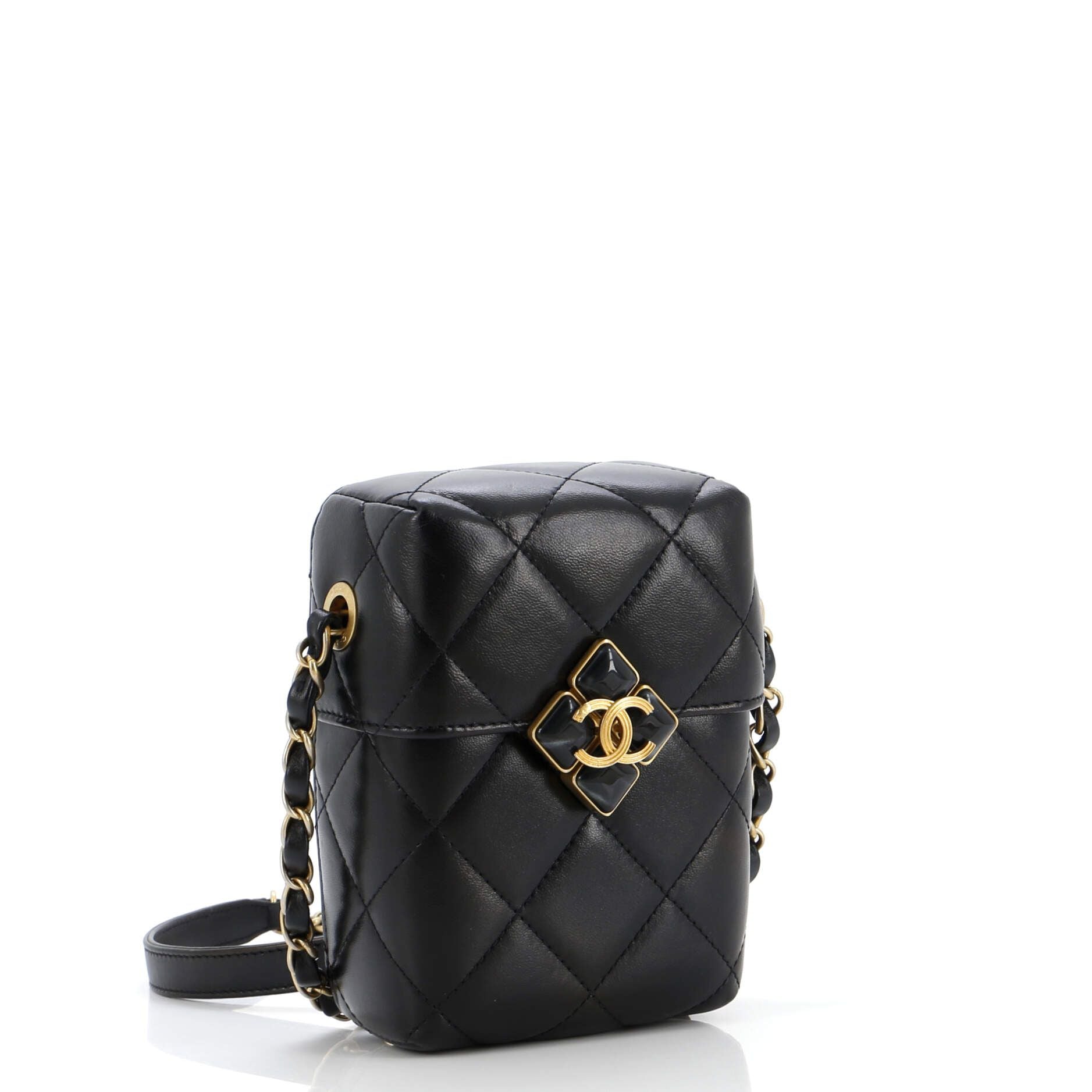 Chanel Diamond Lock Cc Phone Holder Crossbody Bag Quilted Lambskin Mini