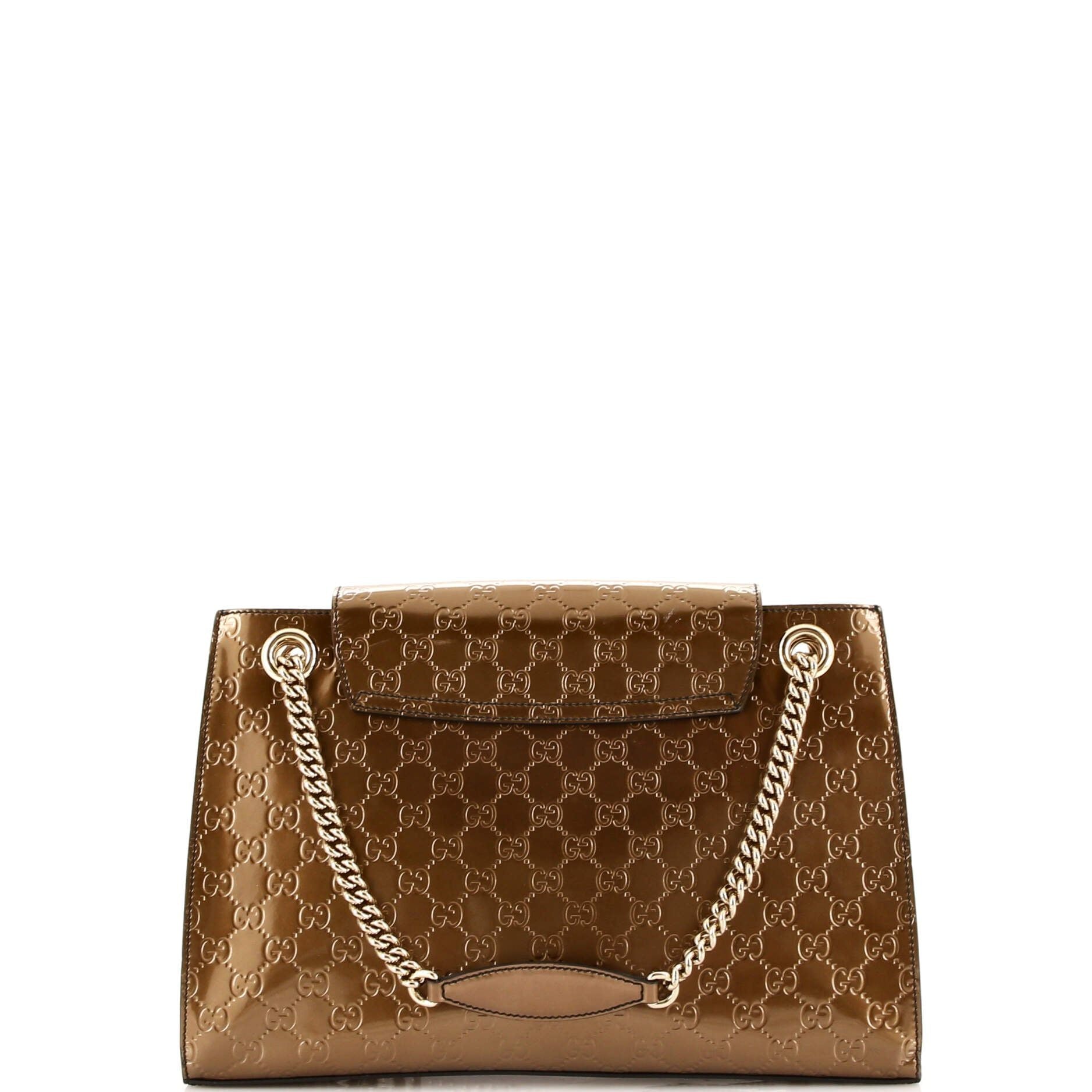 Gucci Emily Chain Flap Shoulder Bag Guccissima Patent Large