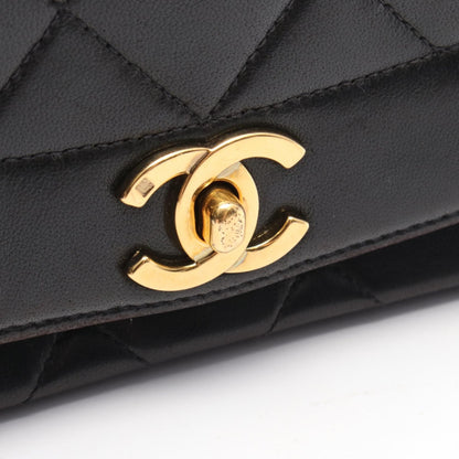 Chanel Black Matelasse Diana Flap Shoulder Bag Lambskin (sheep Leather) A 01165