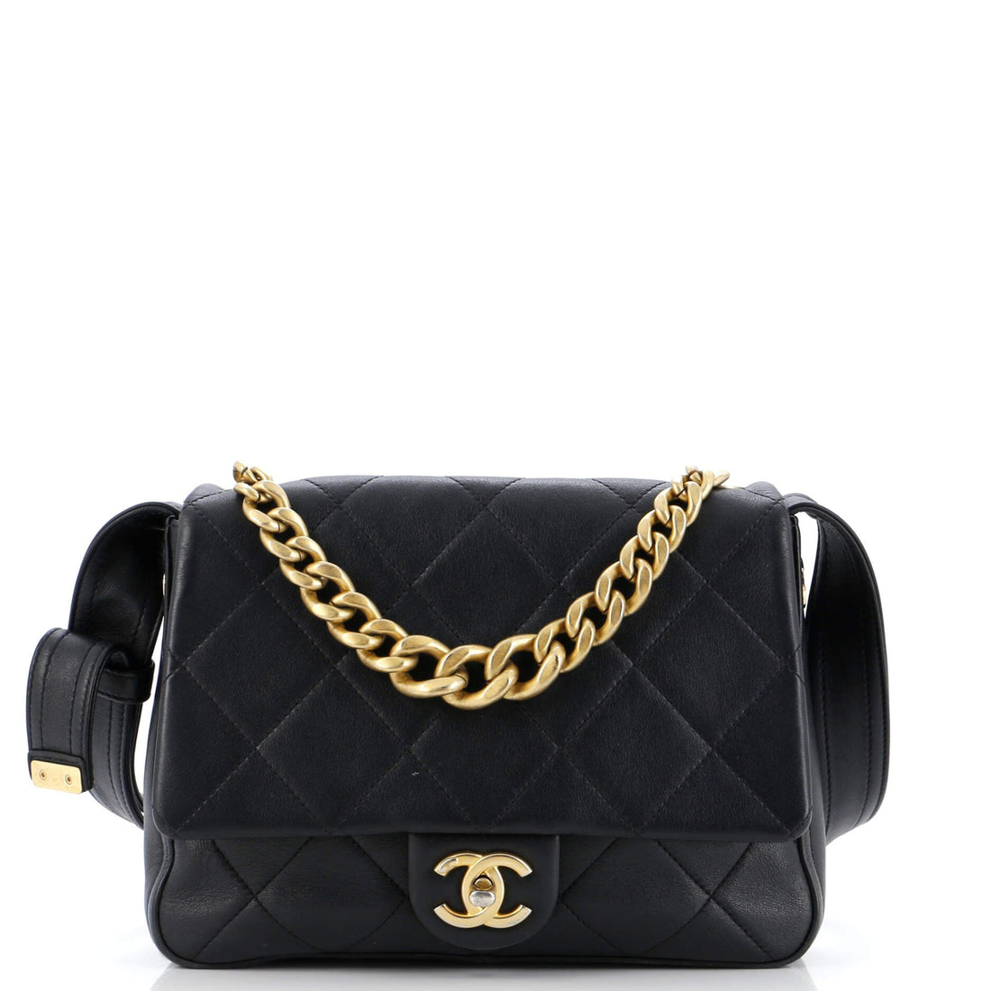 Chanel Chain Handle Flap Bag Quilted Calfskin