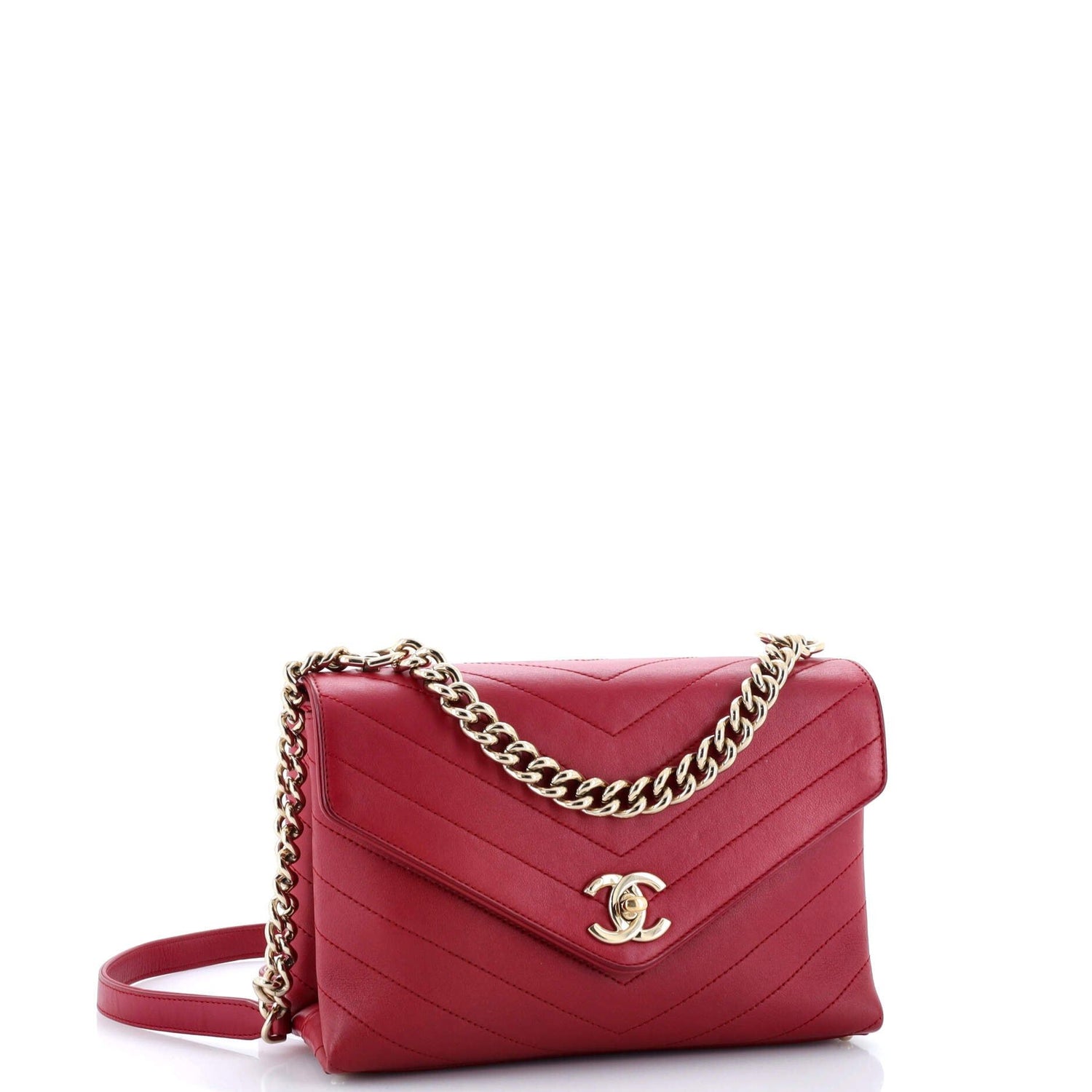 Chanel Coco Chevron Flap Bag Stitched Calfskin Small