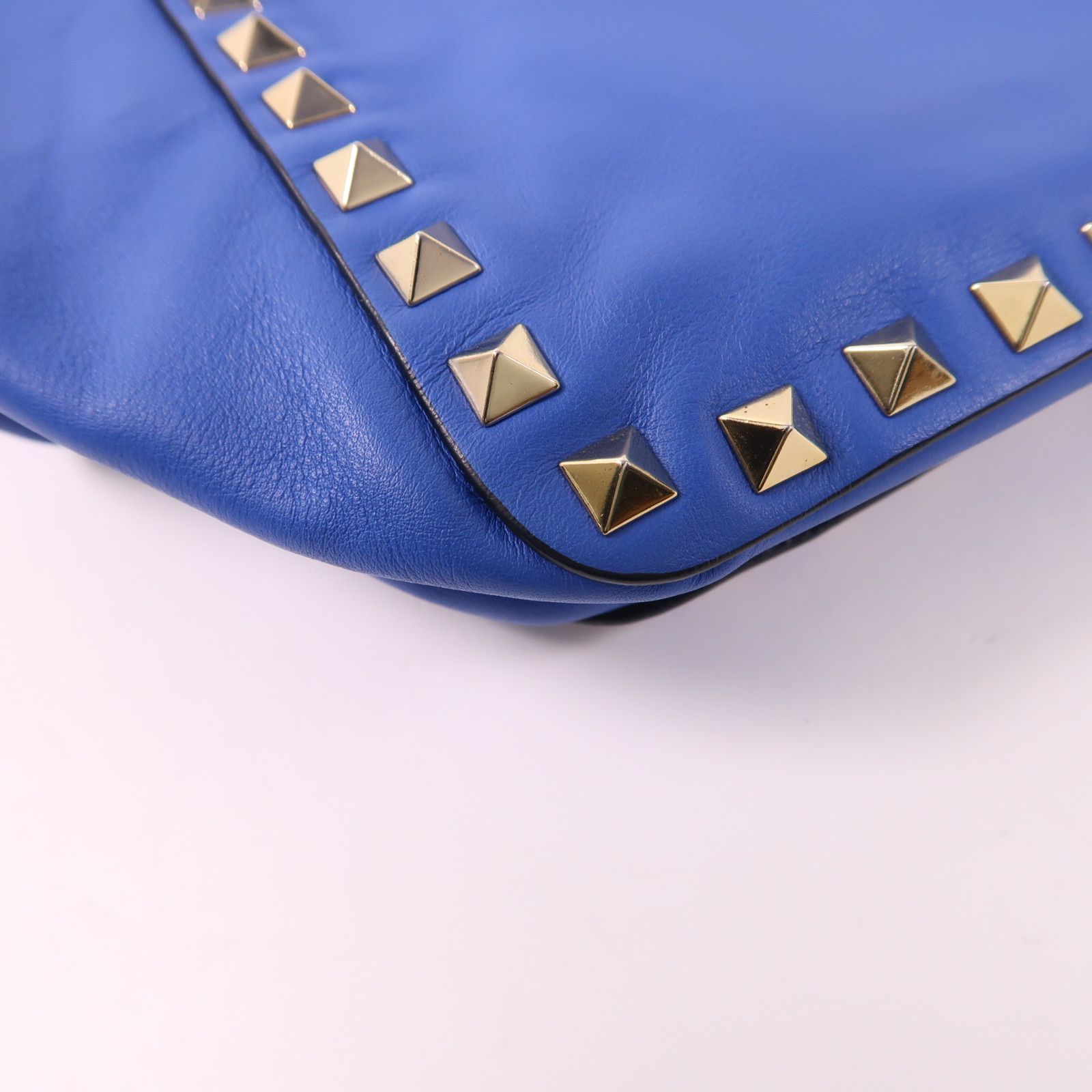 Valentino Cowhide Leather 2Way Shoulder Bag Golden Hand-handed Shoulder And Back Bag 2way Shoulder Bag Blue Calfs