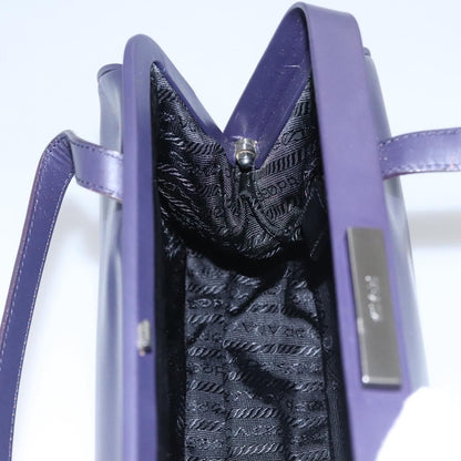 Prada Hand Bag Leather Purple Auth