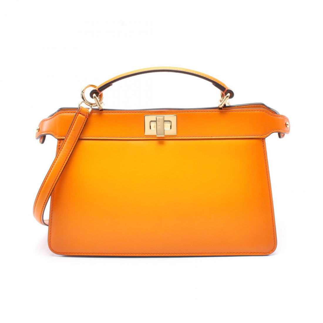 Fendi Peekaboo Ic You East West Handbag Orange Leather 8bn 323