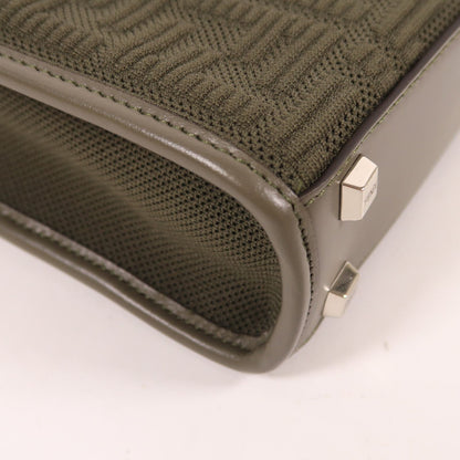 Fendi Needle Woven Fabric Sunshin Silver Handmade Shoulder And Back Bag 2way Shoulder Bag Khaki Green Other Knit 8bs 05