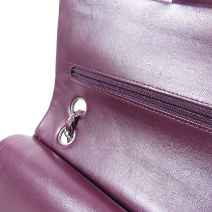 Chanel Purple Sheepskin Leather Classic 25 Silver Shoulder Bag Lambskin (sheep Leather) A 01112