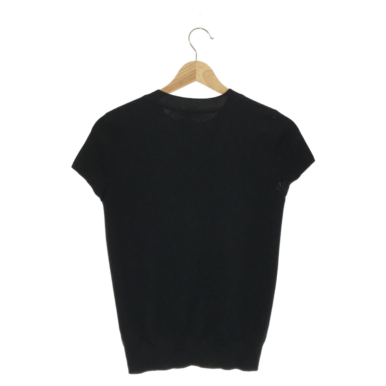 Hermes Short Sleeve Sweater Cashmere Silk Knit Black 34