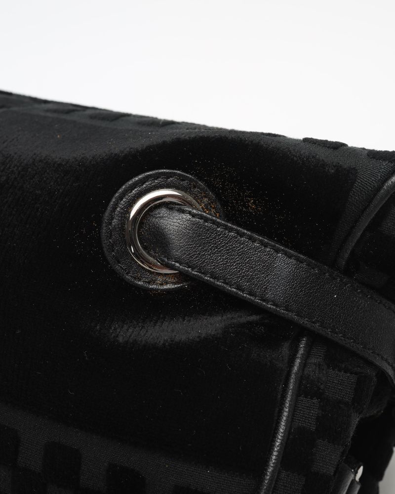 Chanel CC Checkered Velvet Shoulder Bag