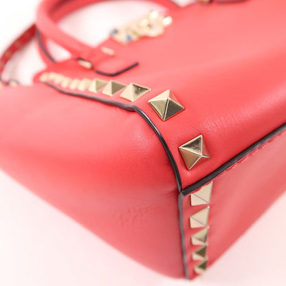 Valentino Cowhide Leather 2Way Shoulder Bag Golden Hand-handed Shoulder And Back Bag 2way Shoulder Bag Red Calfski